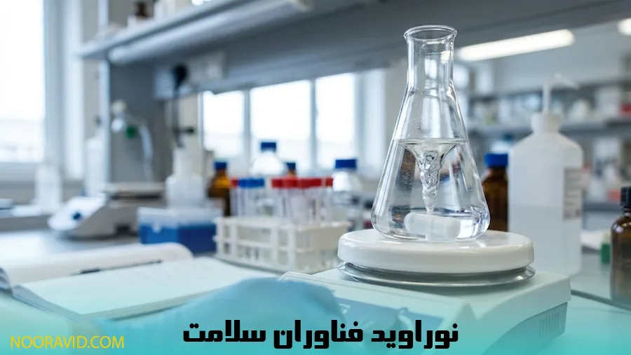 چرخش مگنت تفلونی درون ارلن مایر روی دستگاه استیرر آزمایشگاهی